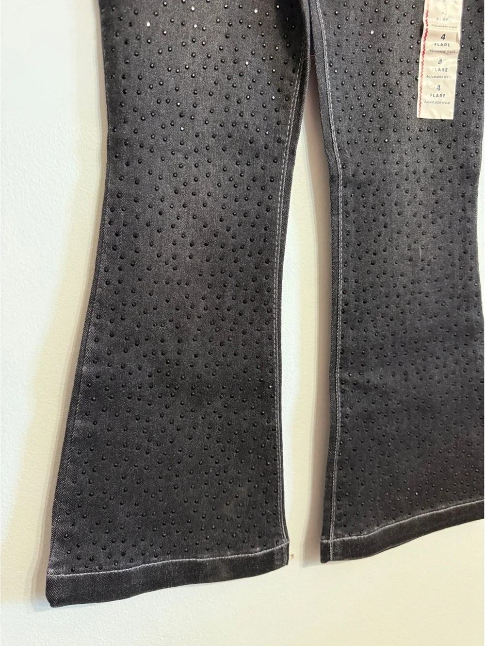 Cat & Jack Girls' Size 4 Black Flare Jeans with Studded Detailing